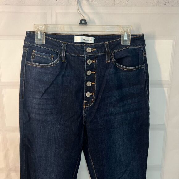 KanCan Blue Button Fly Whisker Skinny High Rise Raw Hem Jeans Size 29 - Picture 2 of 9